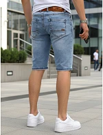 Pánske džínsové šortky s opaskom pred kolenom modré SX2579