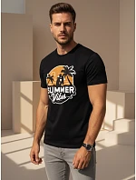 Pánske bavlnené tričko s potlačou Summer Vibes čierne FashionStreet NX044R Pánske bavlnené tričko s potlačou Summer Vibes čierne FashionStreet NX044R