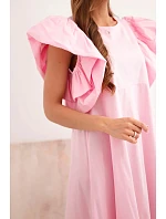 Dámske bavlnené šaty s volánovými rukávmi candy pink Dámske bavlnené šaty s volánovými rukávmi candy pink