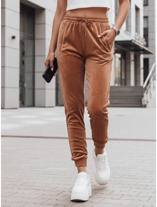 Dámske velúrové tepláky Brown FashionStreet UY2838 Dámske velúrové tepláky Brown FashionStreet UY2838