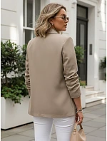 Dámske klasické sako s volánovými rukávmi tmavobéžovej farby FashionStreet PY0141 Dámske klasické sako s volánovými rukávmi tmavobéžovej farby FashionStreet PY0141