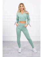 Sada s ozdobnými stuhami tmavo mätová