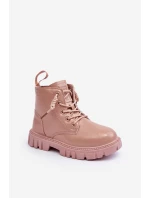 Ocieplane Lakierowane Botki Dziecięce Big Star MM374144 Różowe