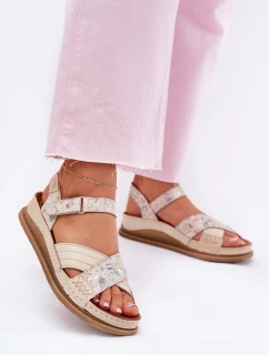 Skórzane Sandały Damskie Na Platformie Maciejka L7064-37 Ecru