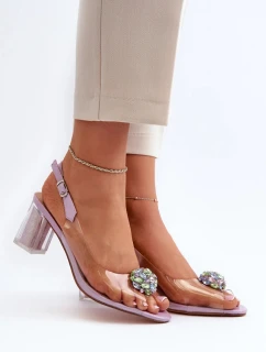 Sandále na podpätku MR38-444 silver-transparent - Krok vo veľkom štýle