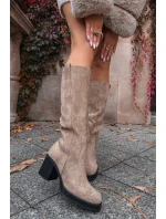 Dámske topánky na podpätku LH-8 Beige - JOIa shoes