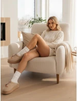 Dámske zateplené žabky light beige FashionStreet ZY1300 Dámske zateplené žabky light beige FashionStreet ZY1300