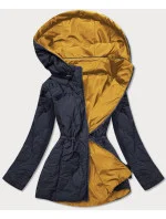 Tmavo modro-žltá obojstranná dámska prešívaná bunda (MHM-W589) Tmavo modro-žltá obojstranná dámska prešívaná bunda (MHM-W589)