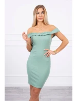 Španielske šaty s volánikmi tmavo mätové Španielske šaty s volánikmi tmavo mätové