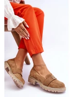 Eleganckie Zamszowe Mokasyny Ciemnobeżowe Laverne