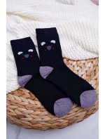 Dámske ponožky teplé čierne s pandou