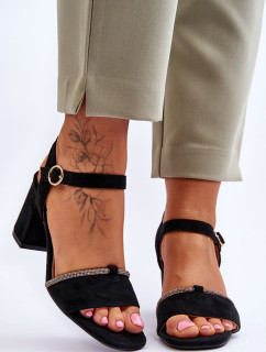 Dámske semišové sandále na nízkom podpätku Black Loredo