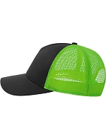 Atlantis Headwear Rapper Cotton-S 5-panelová truckerová čiapka 33.0260 čierna/zelená fluo
