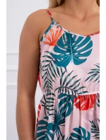 Šaty s motívom listov púdrovo ružovej