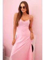 Dámske šaty bez ramienok s rozšírenou spodnou časťou svetloružové