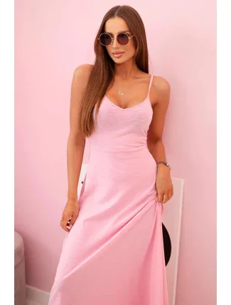 Dámske šaty bez ramienok s rozšírenou spodnou časťou svetloružové
