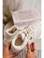 Sneakersy Buty Sportowe Damskie Ocieplane Na Masywnej Podeszwie Beżowe Verissha