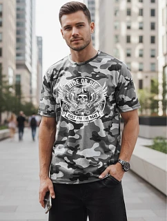 Pánske tričko s moro sivou potlačou FashionStreet NX2004R