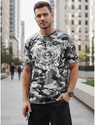 Pánske tričko s moro sivou potlačou FashionStreet NX2004R Pánske tričko s moro sivou potlačou FashionStreet NX2004R