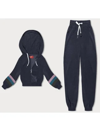 Tmavomodrá dámska tepláková súprava s farebnými vsadkami (AMG-346A) Tmavomodrá dámska tepláková súprava s farebnými vsadkami (AMG-346A)