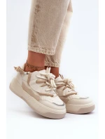 Sneakersy Damskie Na Platformie Beżowe Moariella