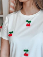 Dámske bavlnené tričko v čerešňovej farbe CHERETTE, biele, FashionStreet RY2848 Dámske bavlnené tričko v čerešňovej farbe CHERETTE, biele, FashionStreet RY2848