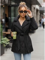 Dámska prechodná bunda s opaskom čierna FashionStreet TY5588