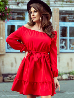 DAISY - Červené dámske šaty s volánikmi 265-4