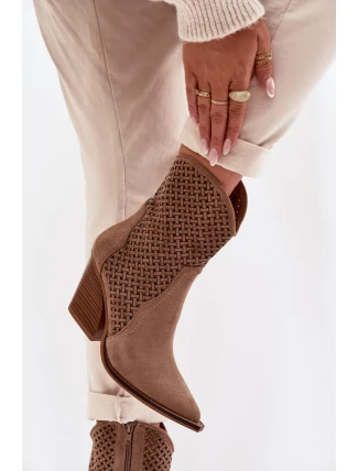 Dámské otevřené kotníkové boty na podpatku Béžové Rivorina