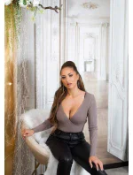 Dámsky sexy kardigán so zavinovacími prvkami IN-1537 Grey - Koucla