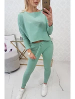 Súprava s oversize blúzkou tmavo mätovej farby Súprava s oversize blúzkou tmavo mätovej farby