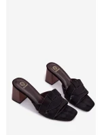 Dámské sandály na podpatku s pásky Eko semišové Černé Corivelle