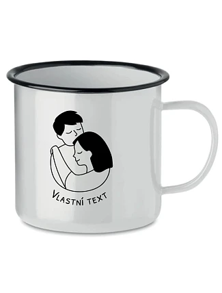 Personalizovaný retro plechový pohár – pár v objatí Personalizovaný retro plechový pohár – pár v objatí