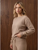 Dámska pletená súprava so širokými nohavicami, béžová, FashionStreet AY1223