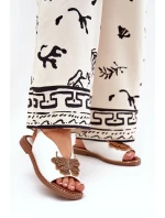 Sandały Damskie Na Płaskim Obcasie Z Ozdobą Białe Setorina