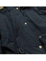 Dámska obojstranná zimná bunda s kapucňou tmavomodrá a ružová (w211)