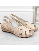 Pohodlné kožené sandále Rieker W RKR682 beige Pohodlné kožené sandále Rieker W RKR682 beige