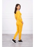 Súprava s dvojitými pruhmi horčica+biela