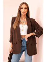 Elegantné sako s klopami hnedej farby