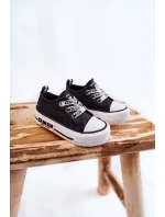 Dziecięce Skórzane Trampki BIG STAR KK374041 Czarno-Białe