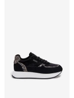 Zamszowe Sneakersy Damskie Big Star OO274A312 HI-POLY SYSTEM Czarne Panterka