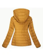 Žltá dámska prešívaná bunda so vsadkami (7242)