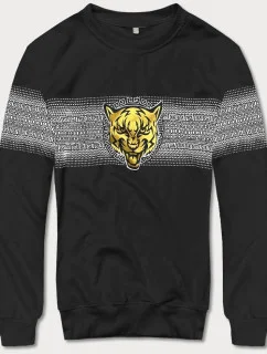 Tenká mikina s potlačou čierna (8B1103-3)