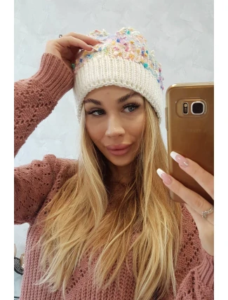 Bublinková čiapka K219 ecru