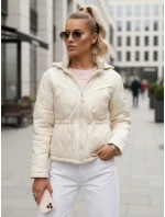 Dámska prešívaná bunda s kapucňou ecru FashionStreet TY5533 Dámska prešívaná bunda s kapucňou ecru FashionStreet TY5533