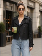 Dámsky krátky elegantný kabát klasického strihu čierny FashionStreet NY0770