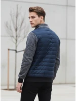 Pánska prechodná bunda prešívaná tmavomodrá FashionStreet TX4396
