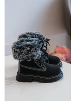 Dziecięce Trapery Botki Na Suwak z Futerkiem Czarne Gerande