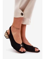 Zamszowe Eleganckie Sandały Damskie CheBello 4724 Czarne
