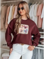 Dámska nadrozmerná mikina so srdiečkami MADELIN bordová FashionStreet BY1458 Dámska nadrozmerná mikina so srdiečkami MADELIN bordová FashionStreet BY1458